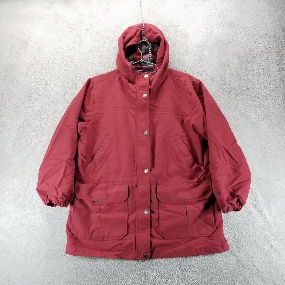 Woolrich‎ Jacket Womens L Red Chore Barn Coat Field Pockets Flannel Lined